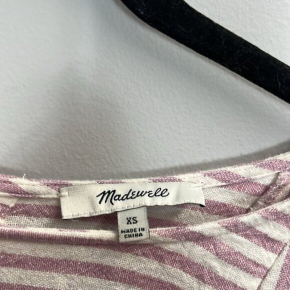 Madewell Daphne Rust Stripe-Play Button-Back Tee Dress Size Extra Small - Picture 3 of 5